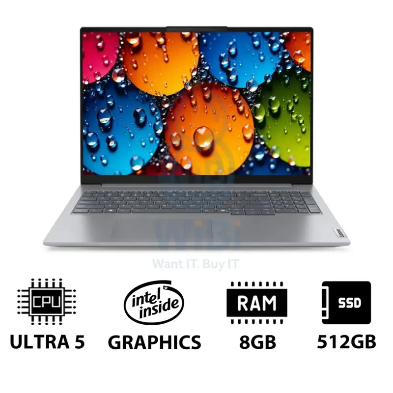 Lenovo ThinkBook 16 G8 - 16" WUXGA / Ultra 5 225U / 8GB / 512GB (NVMe M.2 SSD) / DOS (Without OS) / 1YW / Arabic/English With Lenovo 15.6" Casual Toploader