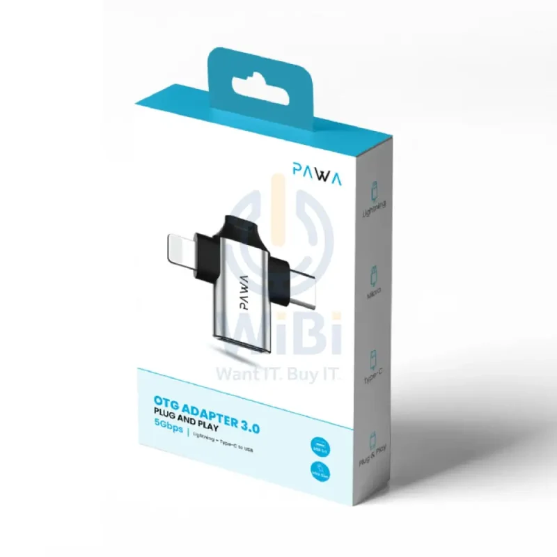 PAWA 3-in-1 OTG Adapter - Lightning / Type-C / Micro USB / 5Gbps / Grey