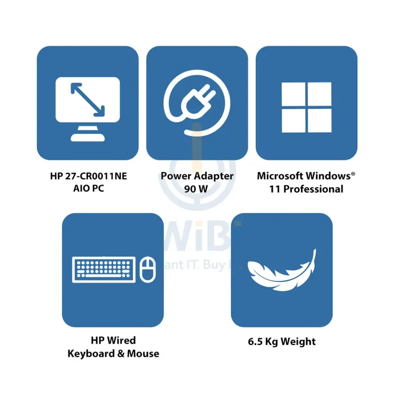 HP 27-CR0011NE AIO PC - i7 / 8GB / 512GB (NVMe M.2 SSD) / 27" FHD Touch / Win 11 Pro / 1YW / Jet Black - Desktop