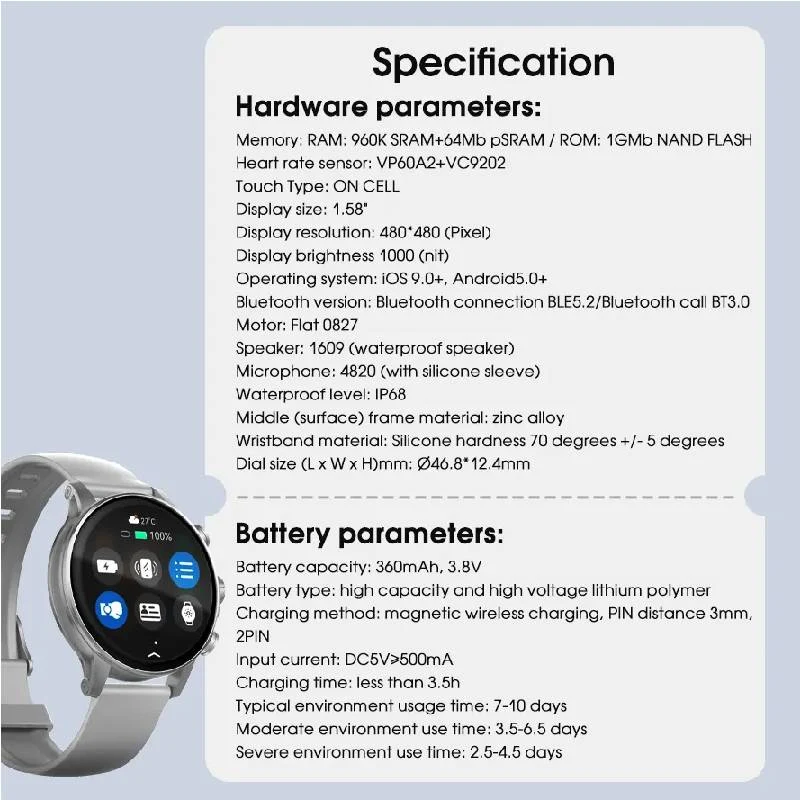 LDNIO SW01 Smart Watch - 1.58” AMOLED / Silver