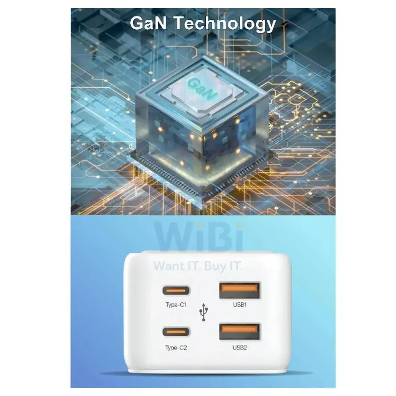 Asli Global GaN Power Strip Extension Cord - 65W / USB-A / USB-C / White