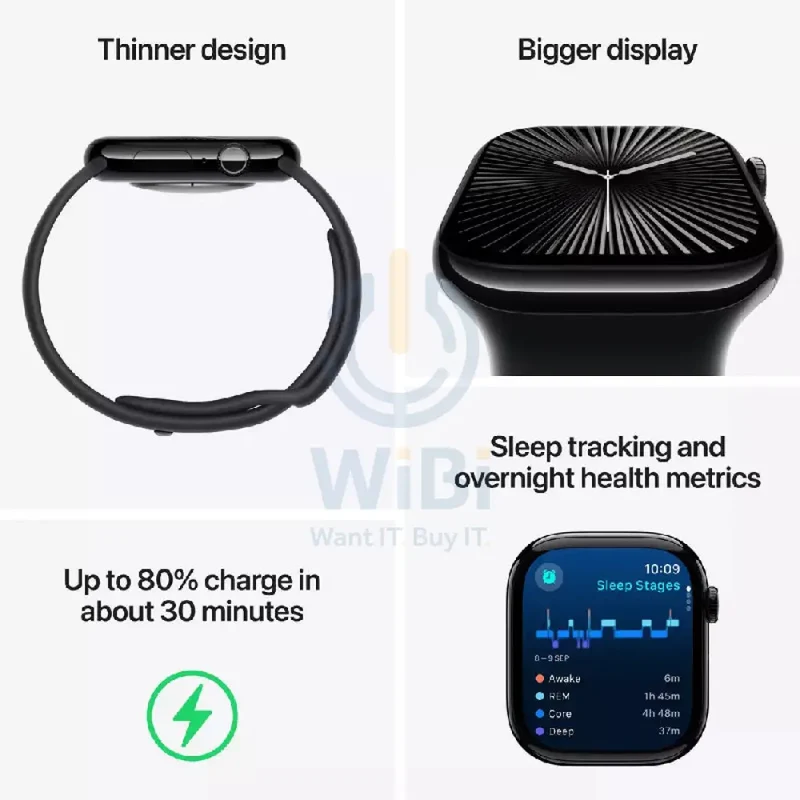 Apple Watch Series 10 with Sport Loop - LTPO OLED / 64GB / 42mm / Bluetooth / Wi-Fi / Cellular / Jet Black