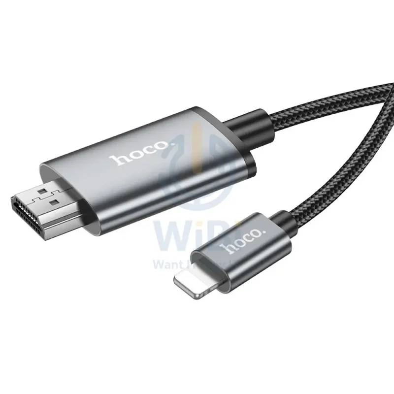 كابل عرض شاشة هوكو UA27 HD - 2 متر / لايتنينج / HDMI / رمادي معدني