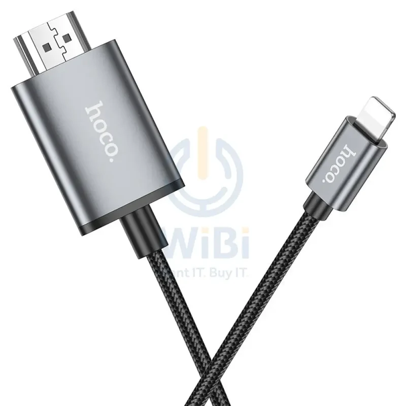 كابل عرض شاشة هوكو UA27 HD - 2 متر / لايتنينج / HDMI / رمادي معدني