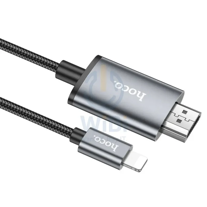 كابل عرض شاشة هوكو UA27 HD - 2 متر / لايتنينج / HDMI / رمادي معدني
