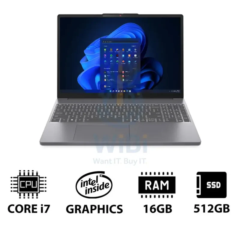 Lenovo IdeaPad Slim 3 Gen 10 - 15.3" WUXGA / i7 / 16GB / 512GB (NVMe M.2 SSD) / Win 11 Pro / 1YW / Eng/Arb / Luna Grey - Laptop