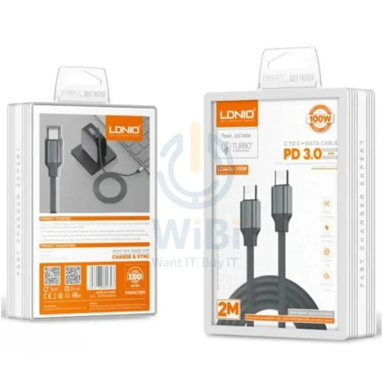 LDNIO LC442C Fast Charging Data Cable - 100W / 2 Meter / Type-C / Grey