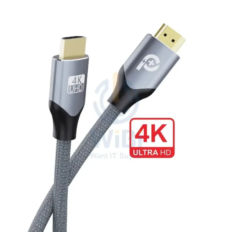 كابل باور أو+ فيجوال مجدول بدقة 4K - HDMI / طول 5 أمتار / رمادي