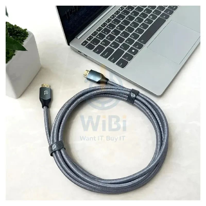 كابل باور أو+ فيجوال مجدول بدقة 4K - HDMI / طول 5 أمتار / رمادي