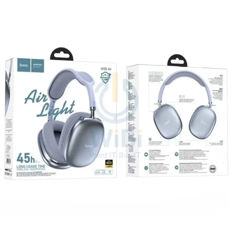 HOCO W35 Air Wireless Headphones - Bluetooth / 400mAh / USB-C / Blue
