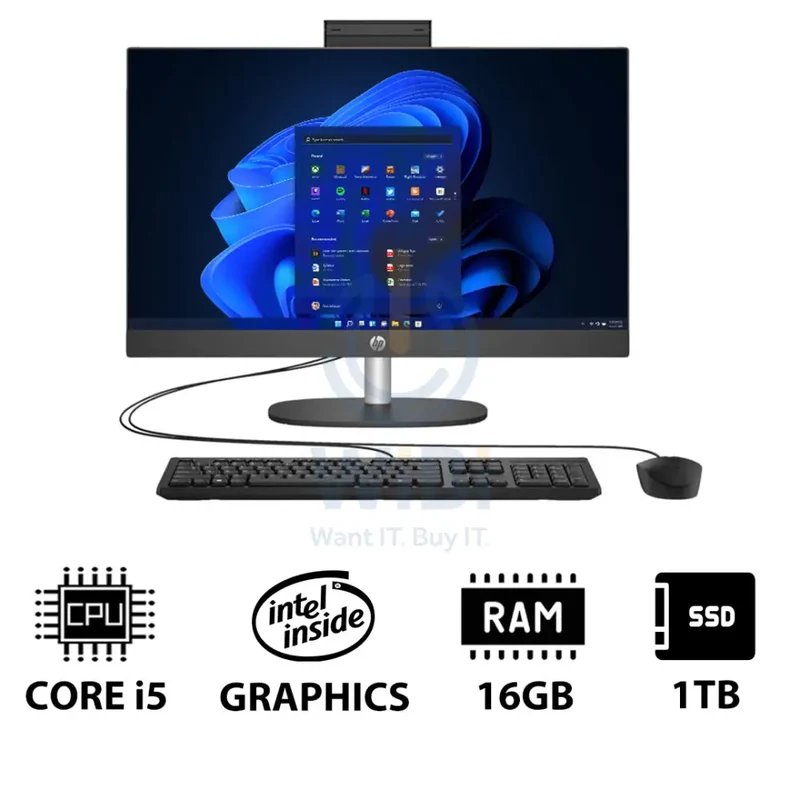 HP ProOne 240 G10 AIO - i5 / 16GB / 1TB (NVMe M.2 SSD) / 23.8" FHD Non-Touch / Win 11 Pro / 1YW / Grey - Desktop