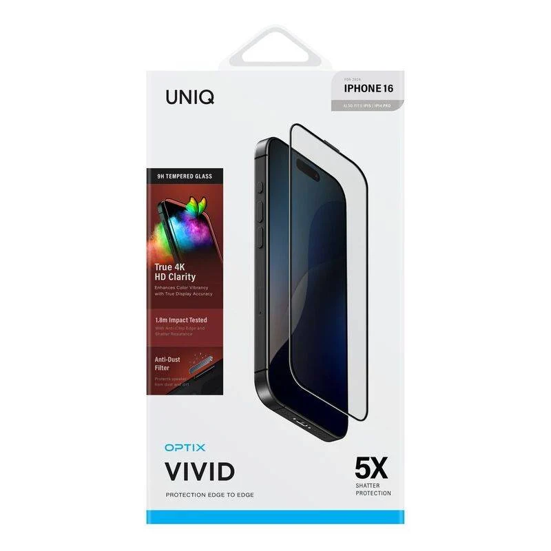 Uniq Optix Vivid Clear 6.1 Glass Screen Protector - Apple iPhone 16 (2024) / Vivid Clear