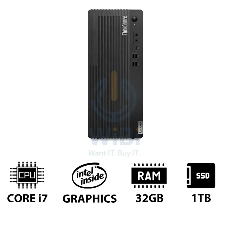 Lenovo ThinkCentre M70t Gen 5 - i7 / 32GB / 1TB (NVMe M.2 SSD) / DOS (Without OS) / 1YW - Desktop