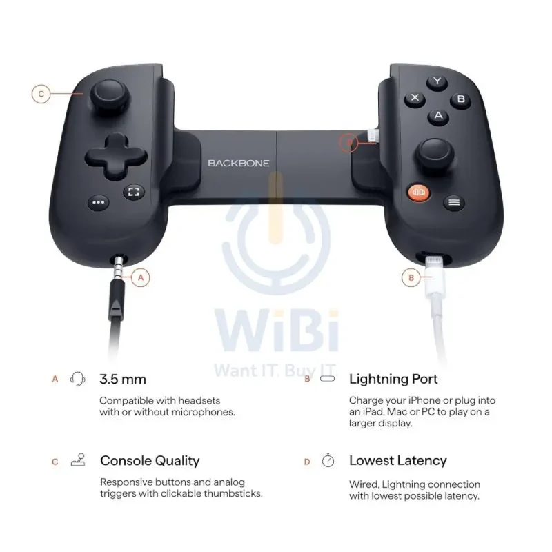 Backbone Mobile Gaming Controller - Wired / Black