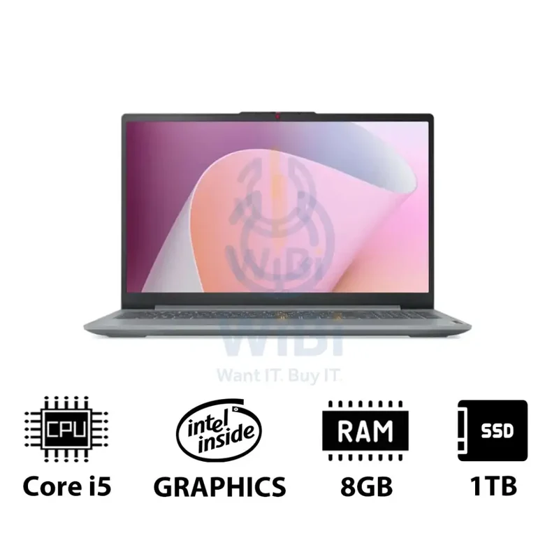 Lenovo IdeaPad Slim 3 Gen 8 - 15.6" FHD / i5 / 8GB / 1TB (NVMe M.2 SSD) / DOS (Without OS) / 1YW / Eng/Arb / Arctic Grey - Laptop