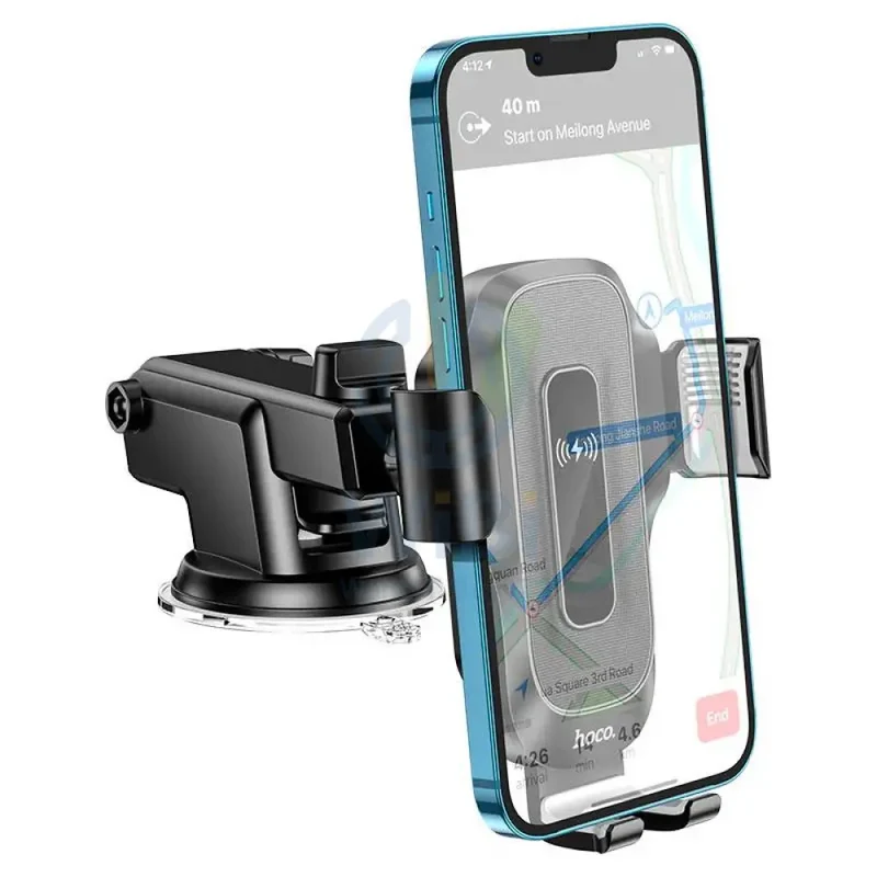 HOCO HW3 Fast Wireless Charger Center Console Car Holder - 15W / Black
