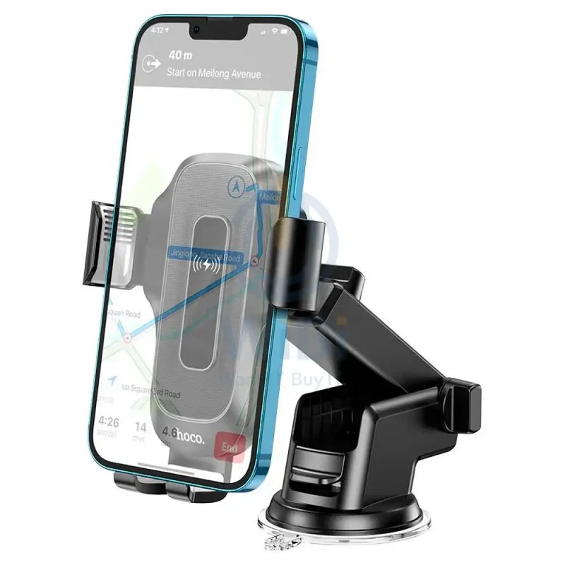 HOCO HW3 Fast Wireless Charger Center Console Car Holder - 15W / Black