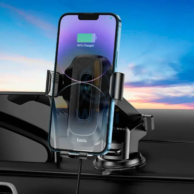 HOCO HW3 Fast Wireless Charger Center Console Car Holder - 15W / Black