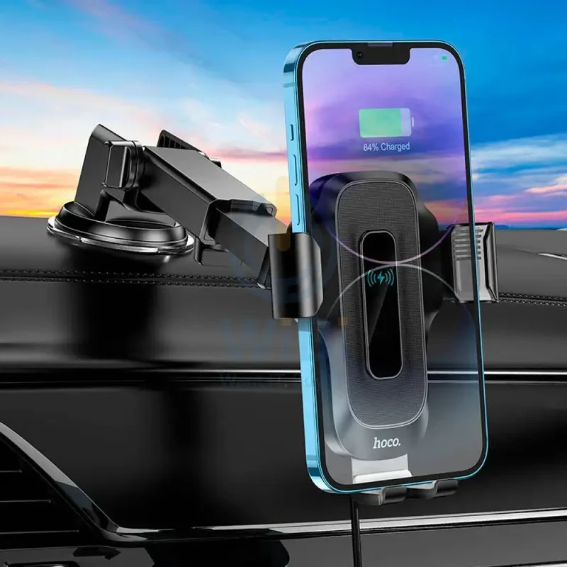 HOCO HW3 Fast Wireless Charger Center Console Car Holder - 15W / Black