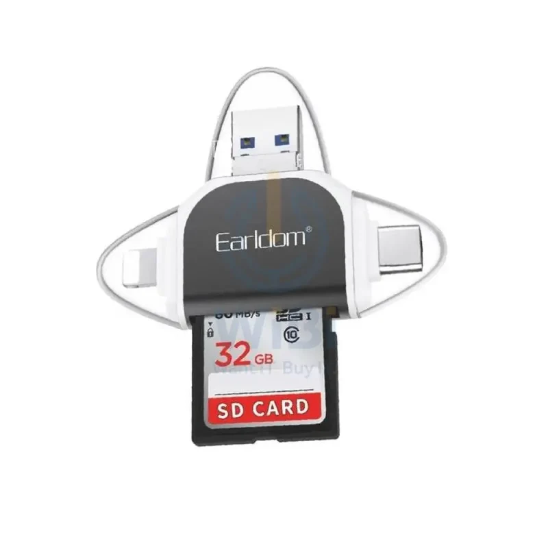 قارئ بطاقات إيرلدوم ET-OT71 متعدد الاستخدامات بتقنية OTG - USB-A / لايتنينج / USB-C