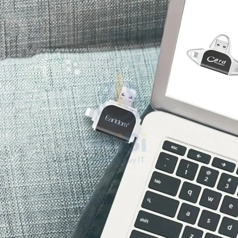 قارئ بطاقات إيرلدوم ET-OT71 متعدد الاستخدامات بتقنية OTG - USB-A / لايتنينج / USB-C