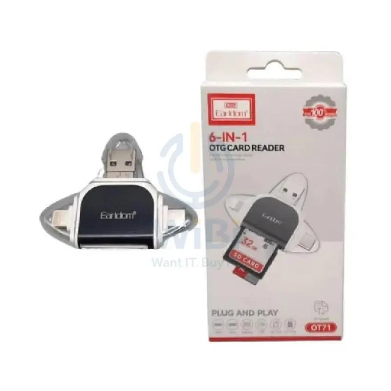 قارئ بطاقات إيرلدوم ET-OT71 متعدد الاستخدامات بتقنية OTG - USB-A / لايتنينج / USB-C