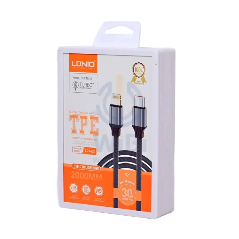 LDNIO LC442i Fast Charging Data Cable - 30W / 2 Meter / Type-C / Lightning / Grey