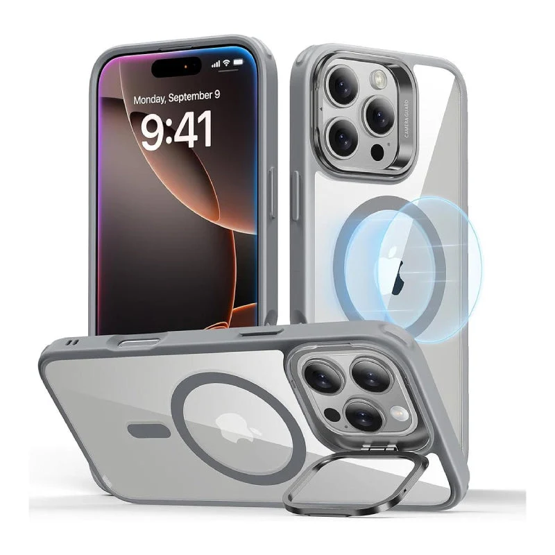 ESR Classic Hybrid Case with Stash Stand (HaloLock) - Apple iPhone 16 Pro Max / Clear Gray