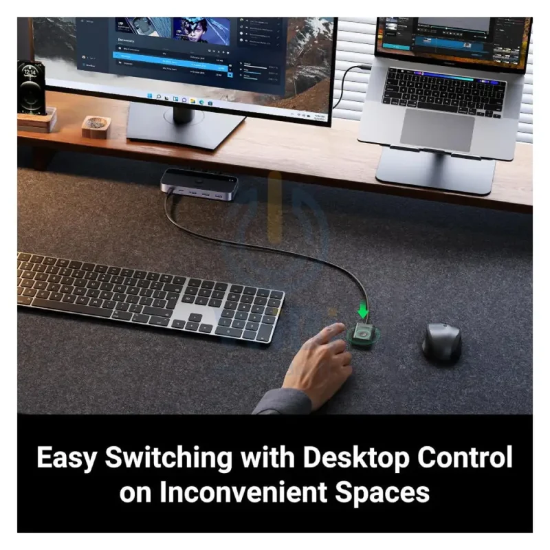 موزع تبديل ومشاركة يو جرين CM662 بمدخلين و4 مخارج مع ريموت - 5 جيجابت/ثانية / 3× USB-A / 1× USB-C / أسود