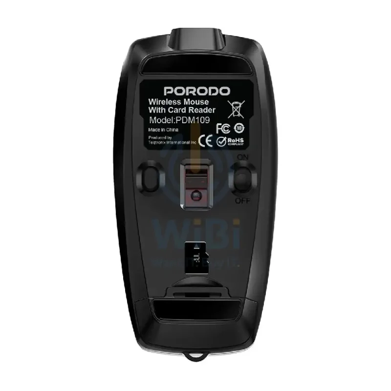 Porodo PDM109 Wireless Mouse with Card Reader - 1600dpi / Bluetooth / 120mAh / Black