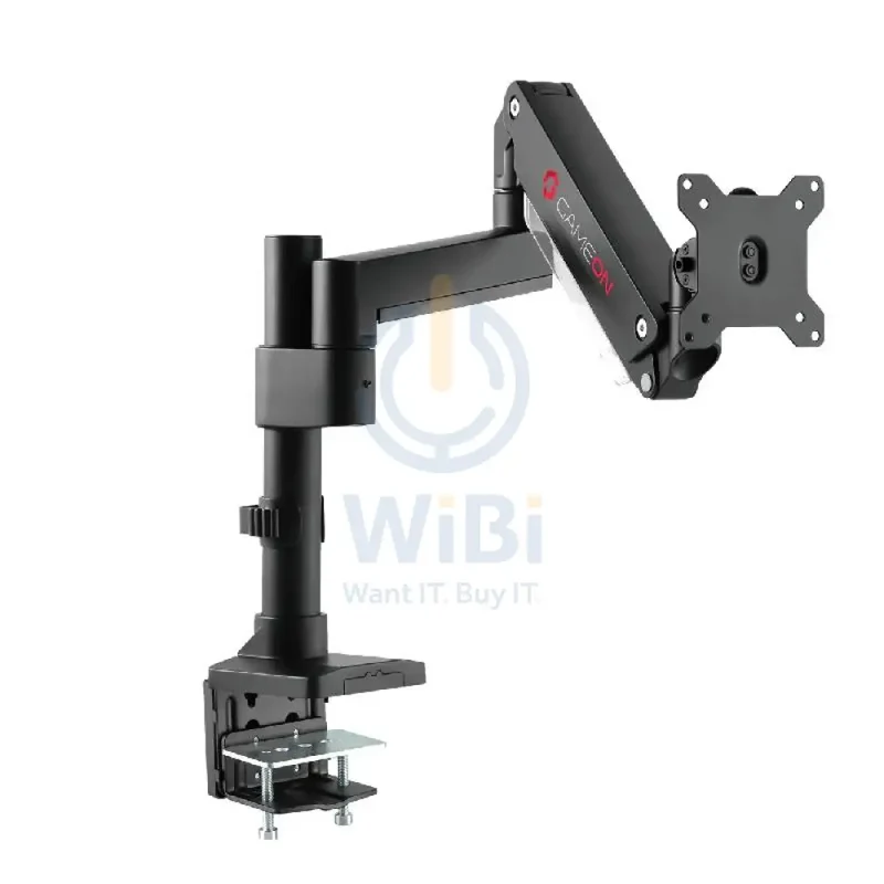 GameOn GO-2083 Pole-Mounted Aluminum Heavy-Duty Spring-Assisted Single Monitor Arm - Black