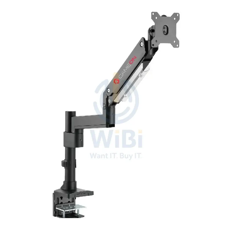 GameOn GO-2083 Pole-Mounted Aluminum Heavy-Duty Spring-Assisted Single Monitor Arm - Black