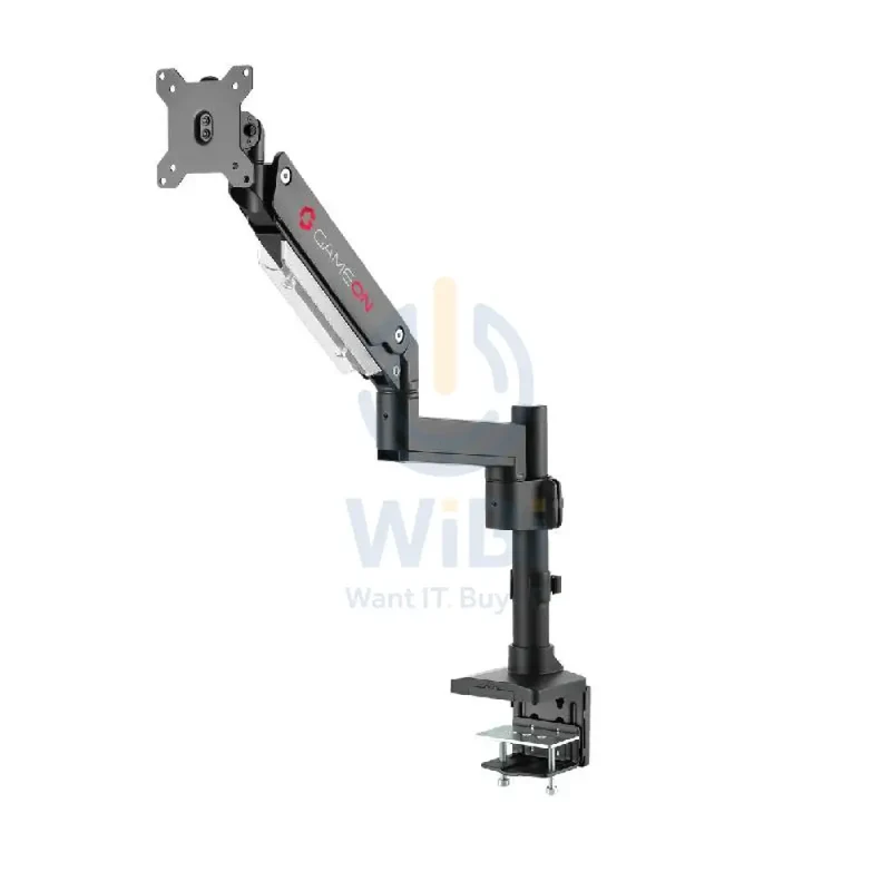 GameOn GO-2083 Pole-Mounted Aluminum Heavy-Duty Spring-Assisted Single Monitor Arm - Black
