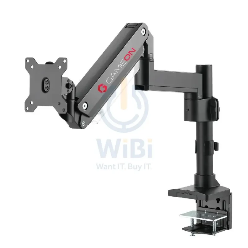 GameOn GO-2083 Pole-Mounted Aluminum Heavy-Duty Spring-Assisted Single Monitor Arm - Black