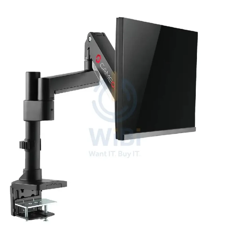 GameOn GO-2083 Pole-Mounted Aluminum Heavy-Duty Spring-Assisted Single Monitor Arm - Black