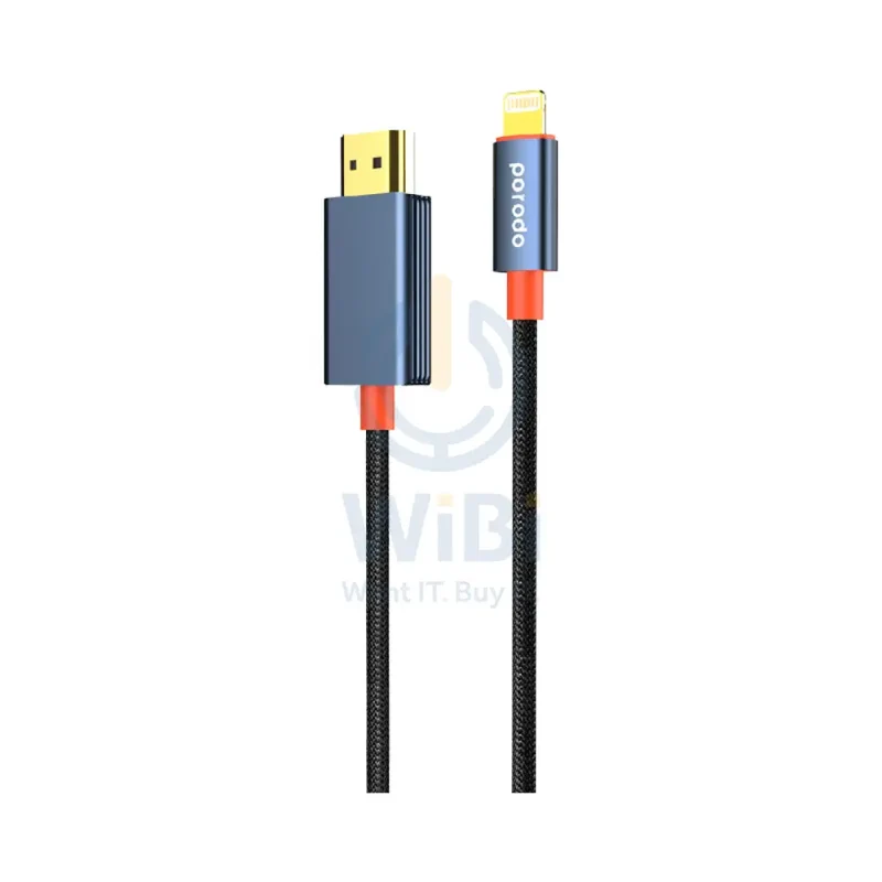 كابل منسوج بورودو - 2 متر / لايتنينج / HDMI / أسود