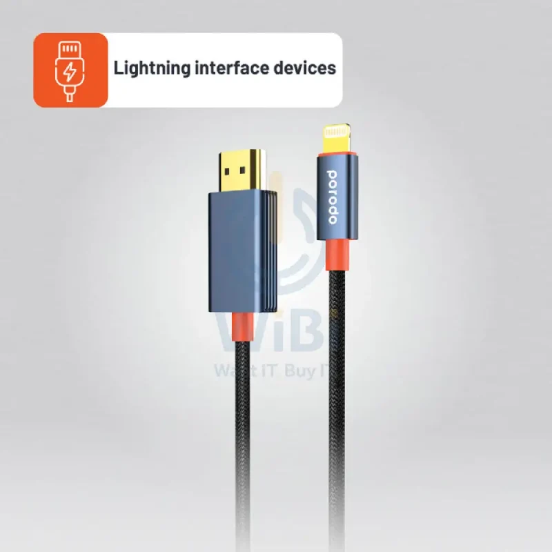 كابل منسوج بورودو - 2 متر / لايتنينج / HDMI / أسود