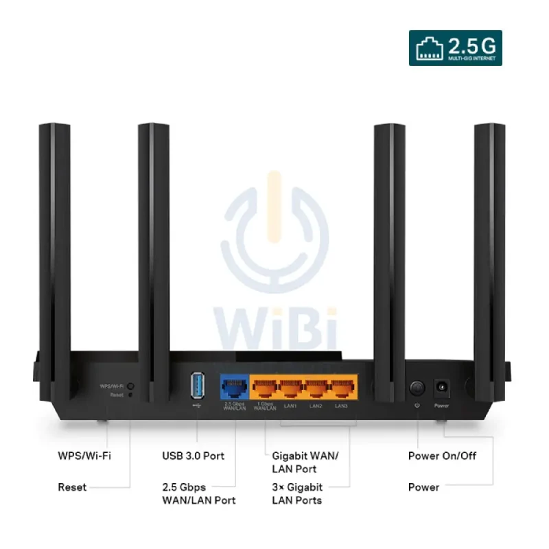 TP-Link (Archer AX55 Pro) AX3000 Dual Band Multi-Gigabit Wi-Fi 6 Router - 2.5 GHz(574 Mbps) / USB 3.0 / Gigabit WAN / Gigabit LAN