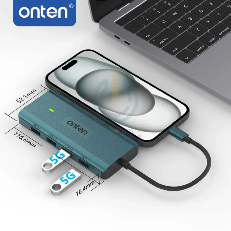Onten UC962 10-in-1 USB-C Multi-Function Docking Station - Green