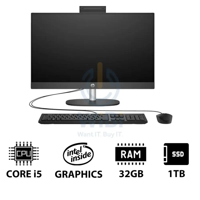 HP ProOne 240 G10 AIO - i5 / 32GB / 1TB (NVMe M.2 SSD) / 23.8" FHD Non-Touch / DOS (Without OS) / 1YW / Grey - Desktop