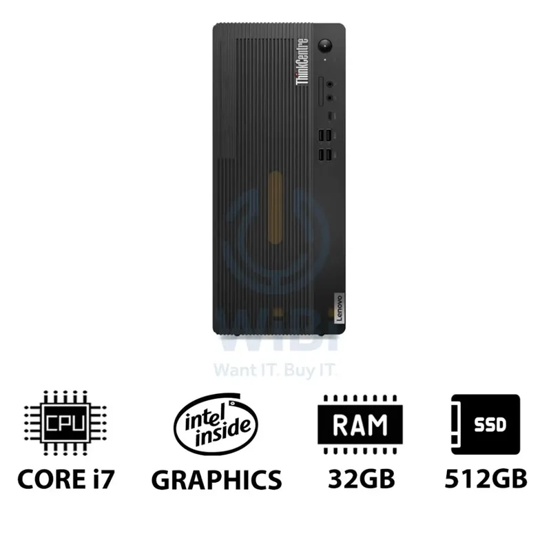 Lenovo ThinkCentre M70t Gen 5 - i7 / 32GB / 512GB (NVMe M.2 SSD) / Win 11 Pro / 1YW - Desktop