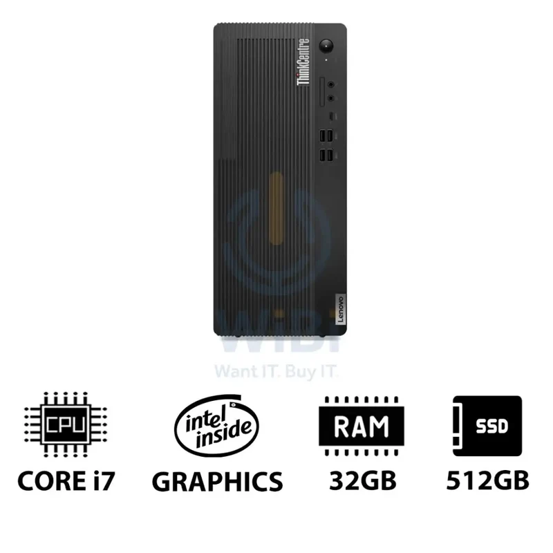 Lenovo ThinkCentre M70t Gen 5 - i7 / 32GB / 512GB (NVMe M.2 SSD) / DOS (Without OS) / 1YW - Desktop