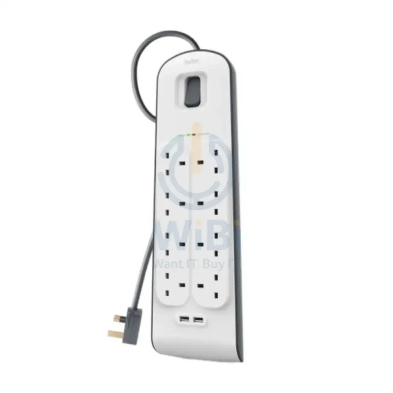 Belkin 8 Way Surge Protection Strip - 18W / 2 Meter / USB-A / USB-C / White