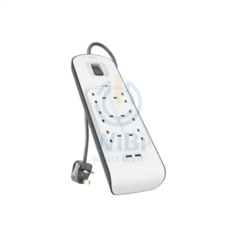 Belkin 6 Way Surge Protection Strip - 18W / 2 Meter / USB-A / USB-C / White