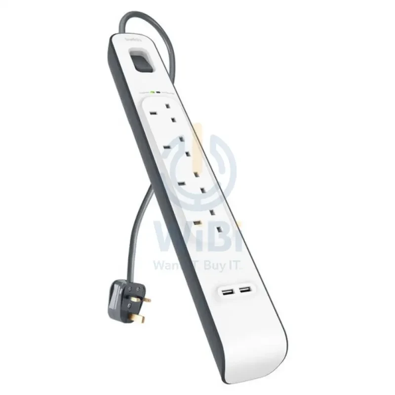 Belkin 4 Way Surge Protection Strip - 18W / 2 Meter / USB-A / USB-C / White