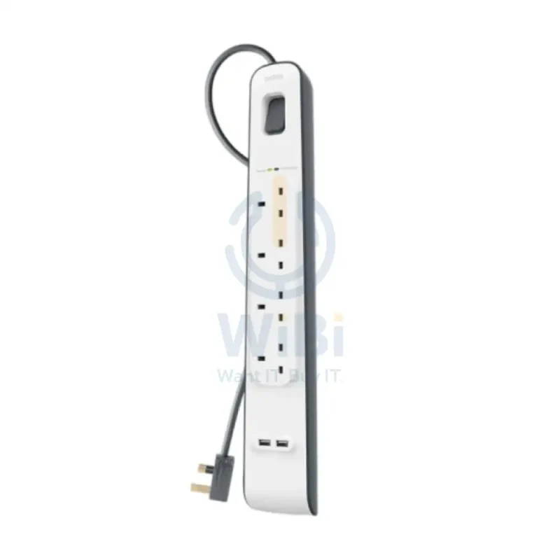 Belkin 4 Way Surge Protection Strip - 18W / 2 Meter / USB-A / USB-C / White