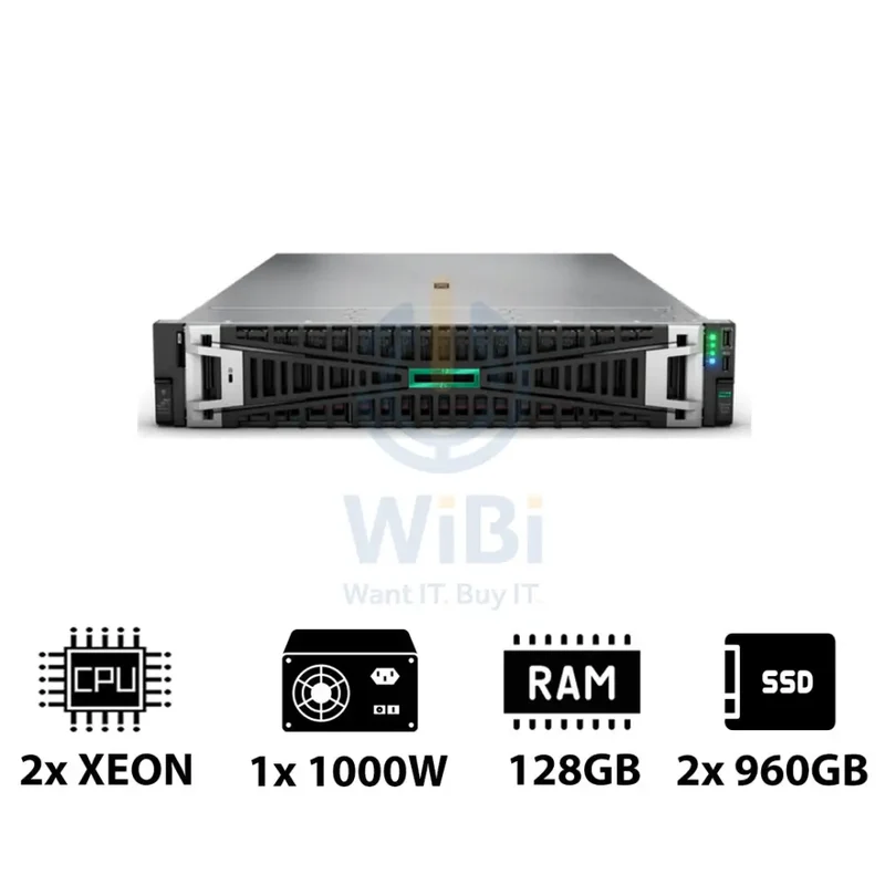 HP ProLiant DL380 G11 - 2x Xeon Gold 5416S 2.00GHz / 2x 16-Cores / 128GB / 2x 960GB SSD / 2x 1000Watts / Rack(2U)
