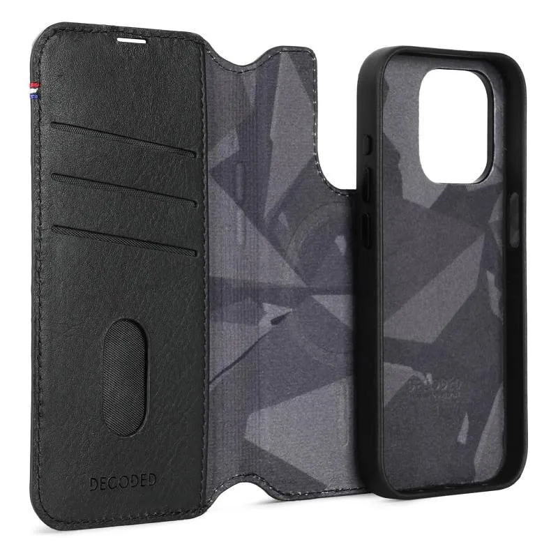 Decoded Leather Detachable Wallet Magsafe Case - Apple iPhone 15 Pro / Black