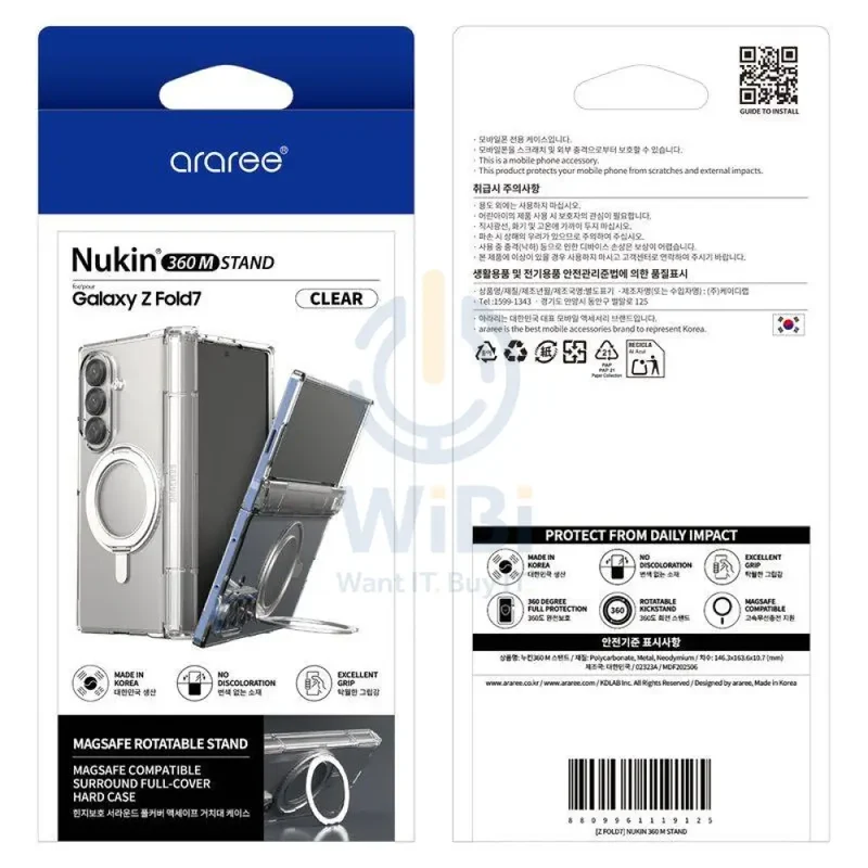Araree Nukin 360 Magsafe Stand With Hinge Protection Case - Samsung Galaxy Z Fold 7 / Clear