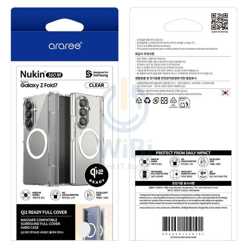 Araree Nukin 360 Magsafe With Hinge Protection Case - Samsung Galaxy Z Fold 7 / Clear